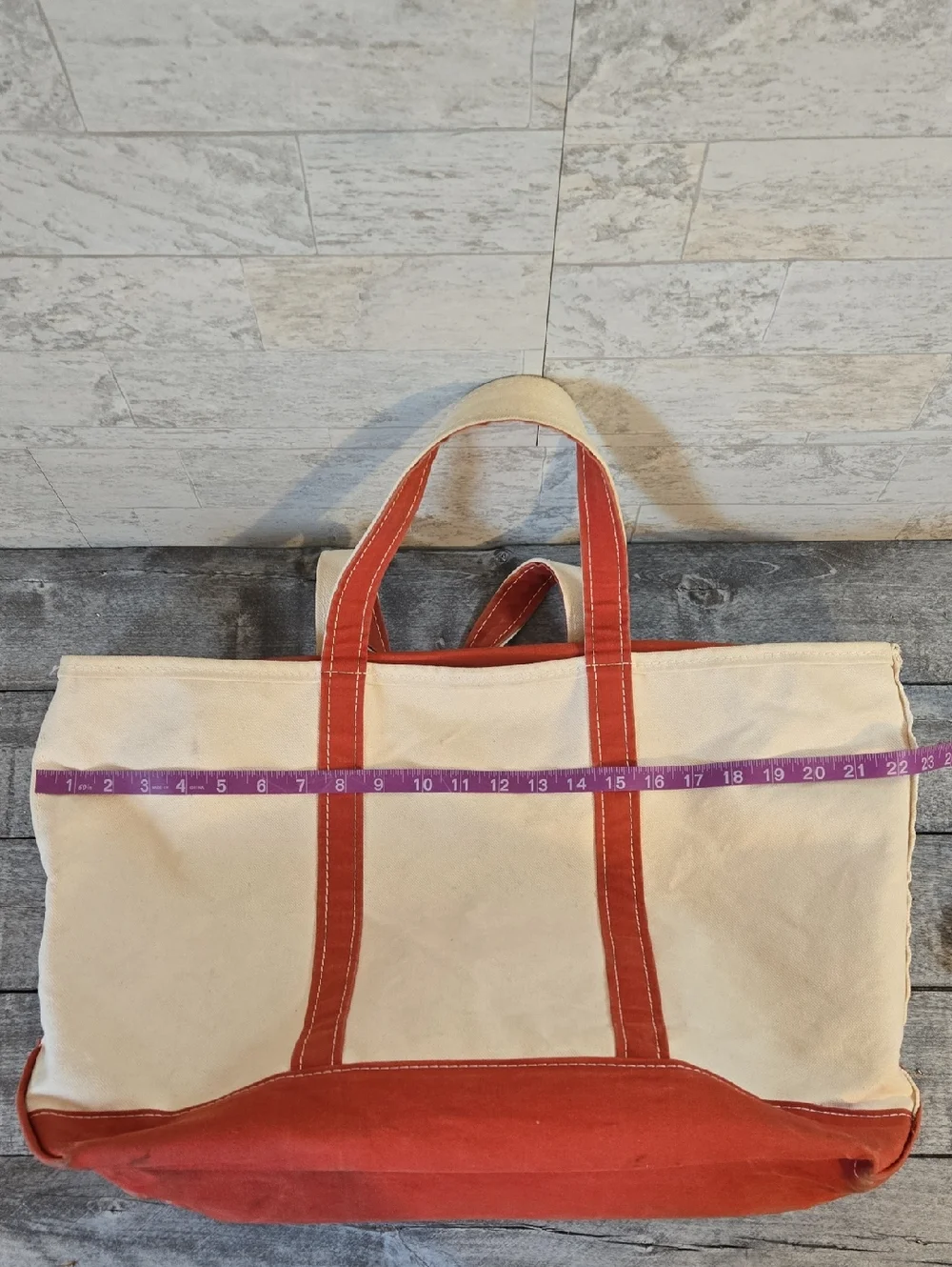 L.L. Bean Vintage Boat And Tote Canvas Bag XL Zipper Closure - Picture 10 of 11